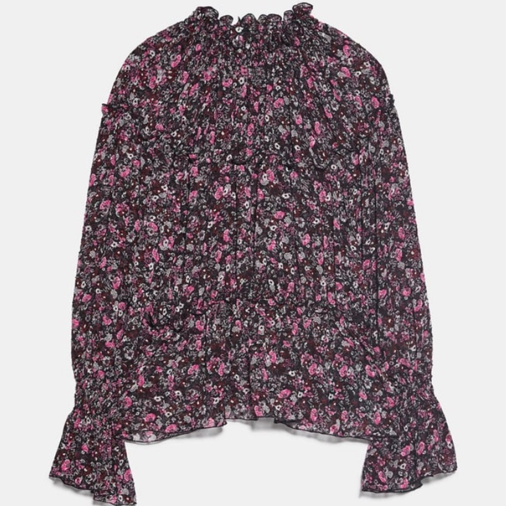 Zara Ruffled Print Blouse - Picture 2 of 9
